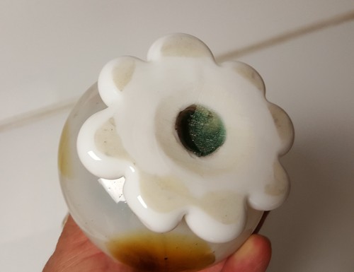 Hand Blown Art Glass Vase White Multi-Color - Picture 5 of 5