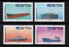 MARSHALL ISLANDS, SCOTT # 414-417, SET 4 MNH SHIPS & BOATS, BULK CARGO YEAR 1992