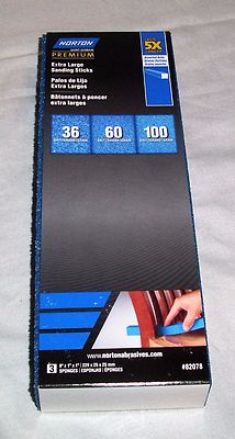 Norton Extra Large Premium Sanding Sticks 36 - 60 - 100 Grit Sticks included NEW