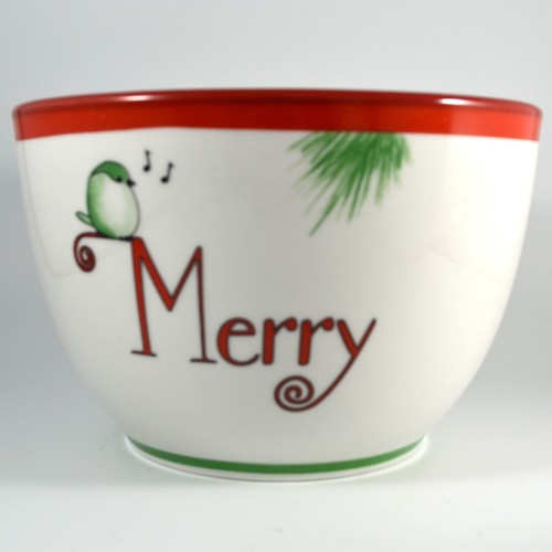 # Fitz & Floyd Everyday White Christmas Nesting Bowls Merry Noel Joy - Picture 6 of 16