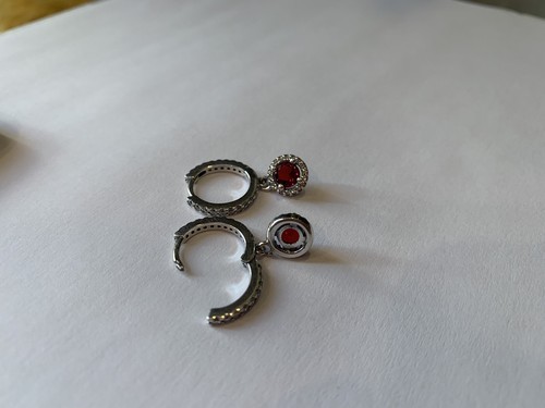 Brand New Genuine Pandora Red Round Sparkling Hoop CZ Earrings 292379C01 - Picture 2 of 8
