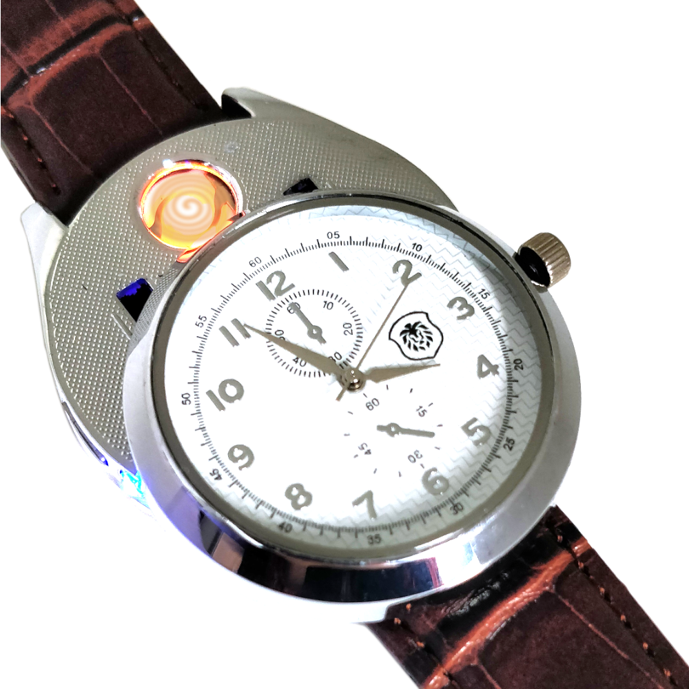 Mens Military Electric Lighter Watch Cigarette Rechargeable Wristwatch USB 