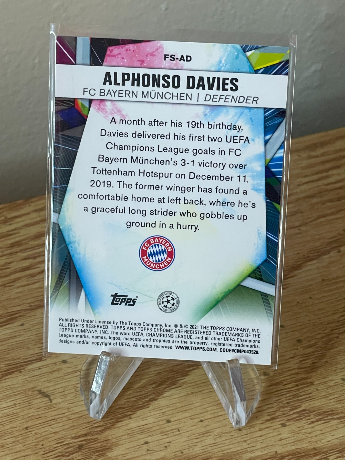Alphonso Davies FUTURE STARS 2020-21 Topps Chrome UCL UCC #FS-AD PRIZM Refractor view 2