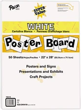 Super Value Poster Board, 22"X28", White, 50 Sheets