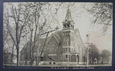 Sheldon Iowa IA ME Church Real Photo Postcard RPPC 1910 Antique