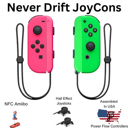 Neon Pink Grün Hall Effekt Nintendo Switch JoyCons Wireless - mit Handschlaufen - Bild 13 von 166