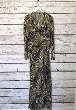 Montage By Mon Cheri Womens Formal Dress 2pc Set Size 6 Gold Animal Print Sheath