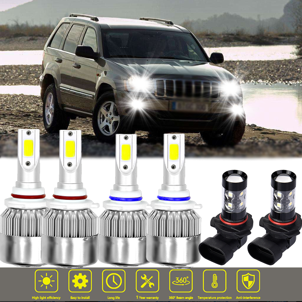 1999-2004 Jeep Grand Cherokee LED Headlight & Fog Light Bulbs Hi/Low Beam