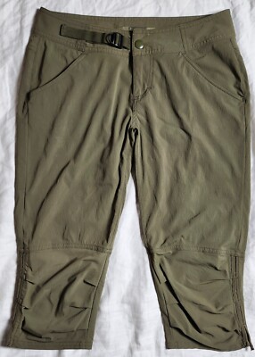 Prana Capri Crop Pants Hiking Trek Green Stretchy Size 2
