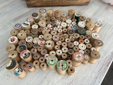 Vtg Wooden Thread Spools #121 Coats & Clark Myer Star & More (*36)