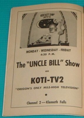 1958 KOTI KLAMATH FALLS, OREGON TV AD / THE UNCLE BILL SHOW ROCKET SHIP X-TV2