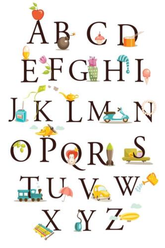 Cute Cartoon Alphabet Classroom Learning Educational Poster 24x36 inch |  eBay