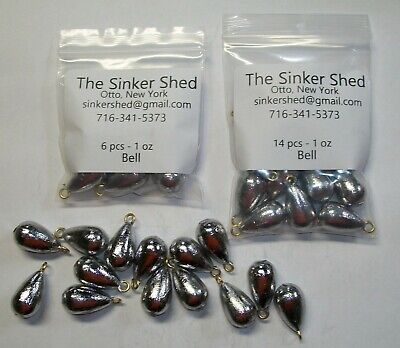 brass eyes quantity of 7/12/25/50/100/250 FREE SHIPPING 2 oz bell sinkers