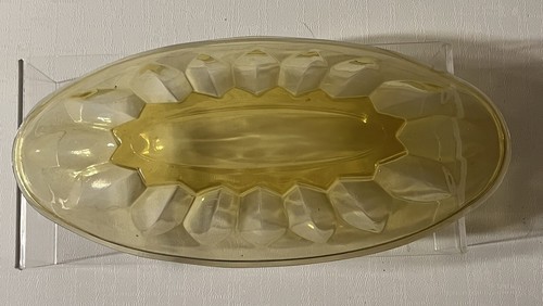 Piatto da portata/sedano vintage in vetro ambrato ovale 9” metà secolo - Foto 3 di 4