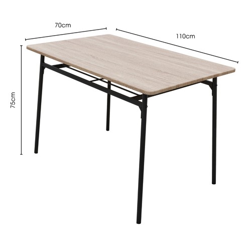 Wood Grain Effect Dining Table + Four Chairs With Black Metal Legs Dining Set - Picture 5 of 5