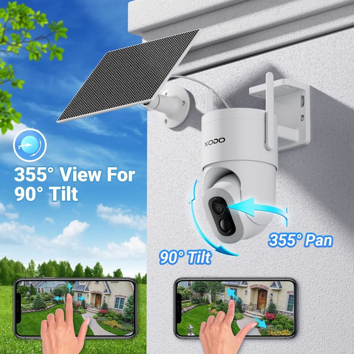 XODO E15 Solar Wireless Outdoor Home Security Camera System 2K