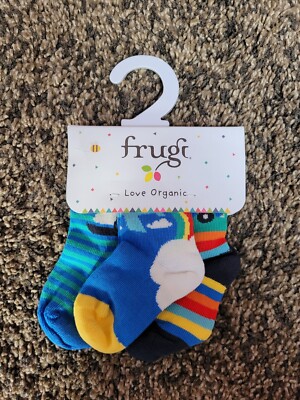 NEU 3er Set Frugi Socken Gr. 10-14 (0-6 Monate) Rainbow Transport Bunt