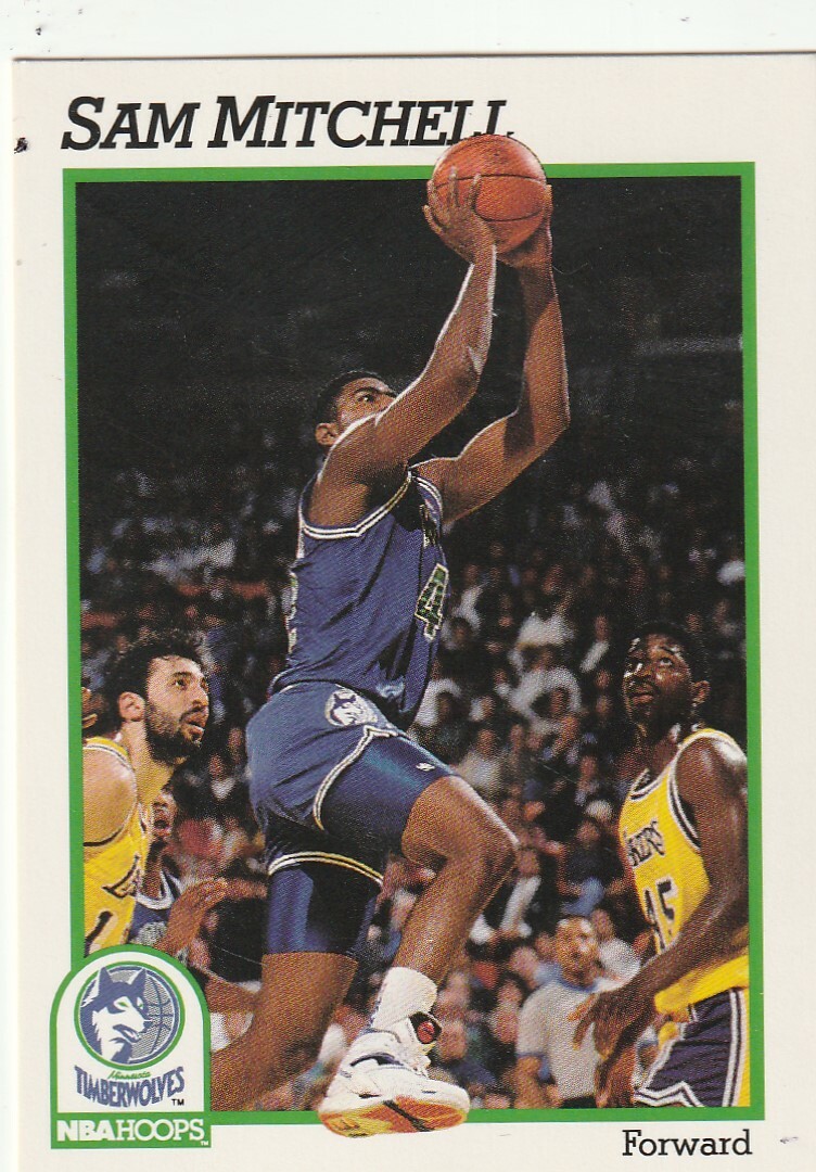 FREE SHIPPING-MINT-1991-92 Hoops #127 Sam Mitchell Minnesota Timberwolves 