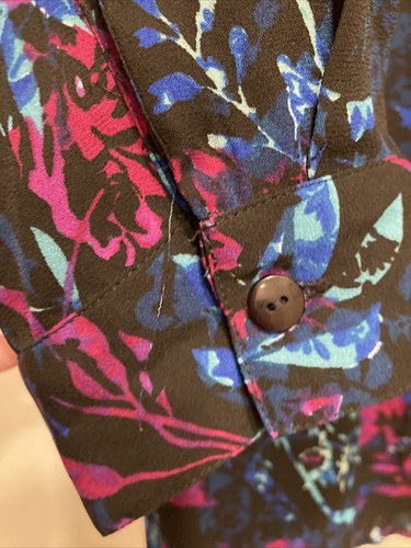 Jessica London Split Front Tunic SZ 24W Purples Fuchsia Blues Black Long Sleeve - Picture 5 of 18