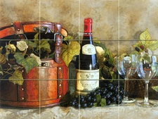 Wine Grape Art Mural Ceramic Backsplash Tile #169