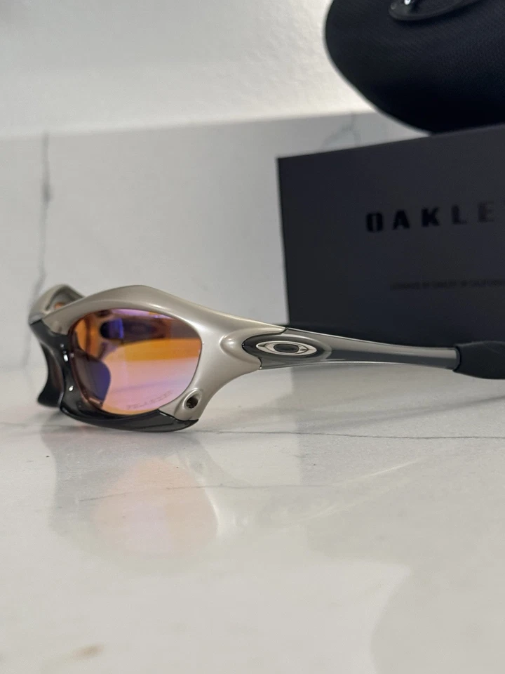 Gafas de sol Oakley empalme vintage cromadas plateadas lentes polarizadas ciclismo Y2K años 2000 Foto 2 de 4