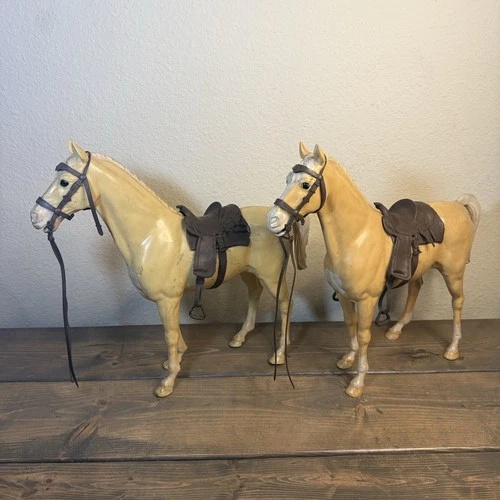 Vintage Marx Johnny West Thunderbolt Horse Set 2 Figure Saddle Reins READ