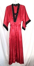 Jones New York Old Hollywood Red Satin Robe & Gown Peignoir Set Sz S S/M Romance