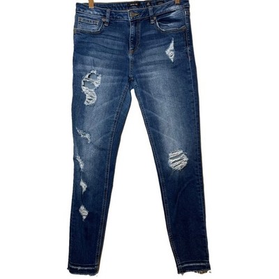 Miss Me Distressed Skinny Jeans Size 28 Womens Destroyed Ripped Fray Raw Hem