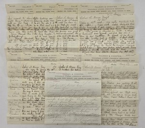 1884 antique PALMER & CHESTER boston ma LETTERS 9pc JOHN K AMES LUMBER SHIPPING
