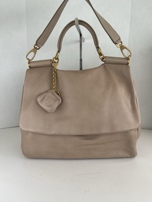 Dolce & Gabbana Beige Leather Flap Top Handle Bag