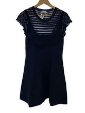 RED VALENTINO short sleeve dress M cotton BLK 000003121601