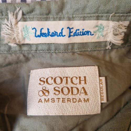 Scotch & Soda Weekend Edition Men's L 100% Linen Button Up Shirt Light Green - Picture 3 of 11