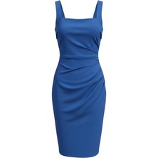 Vince Camuto Square Neck Midi Bodycon Blue Sleeveless Dress Womens Size 12 NWT