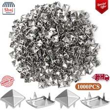 1000pcs 10mm Silver Studs Four Jaw Square Spikes For Leather Jacket Bag Collar D