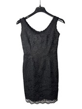 Vtg 90s My Michelle Little Black Dress Sheath 9/10 Lace Lined Above Knee Altered