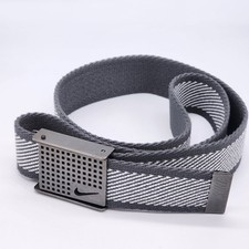 Nike Golf Web Belt OS To 40 Bottle Opener Reversible Gray White Weave Gun Metal