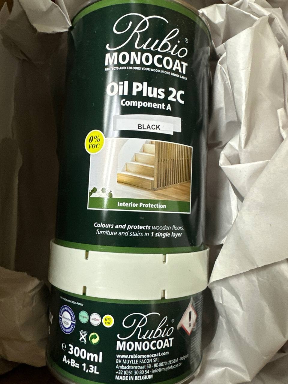 Rubio Monocoat Oil Plus 2C Wood Finish Combo Kit, 1.3 Liter, black