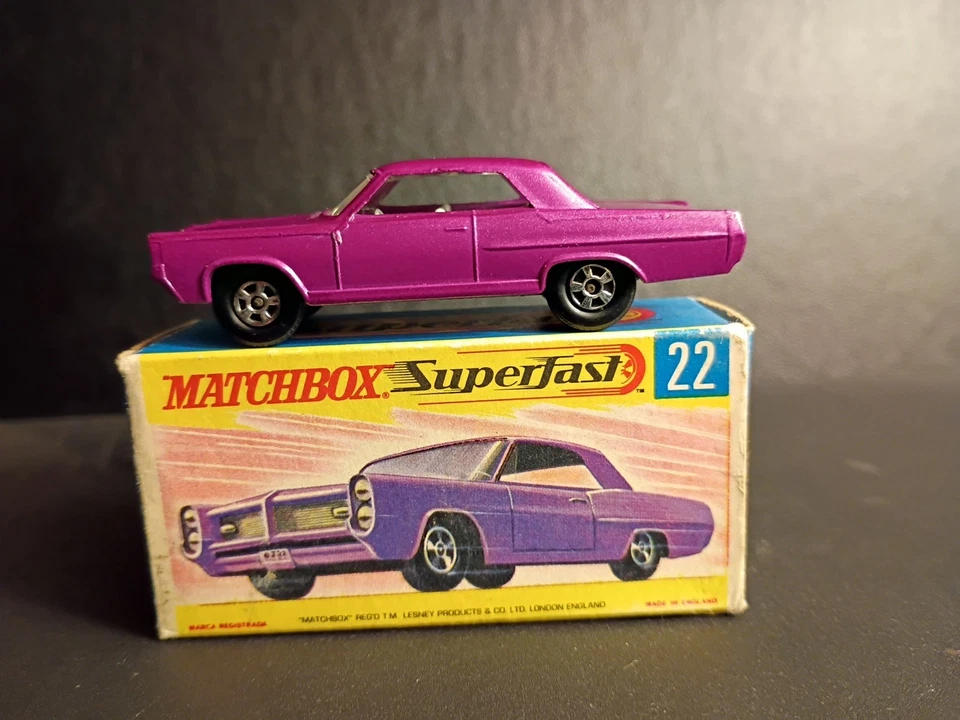 Matchbox Superfast #22 Light Purple Pontiac GP Coupe 1970 VN/MINT Orig G Box - Image 3 of 4
