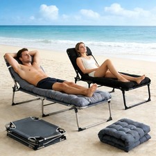 Feldbett Sonnenliege Klappbares Campingbett Tragetasche Mit Kissen Garten Liege