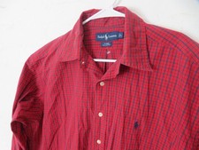 Polo Ralph Lauren Shirt Men Large Red Blue Plaid Blake Button Down Cotton Casual