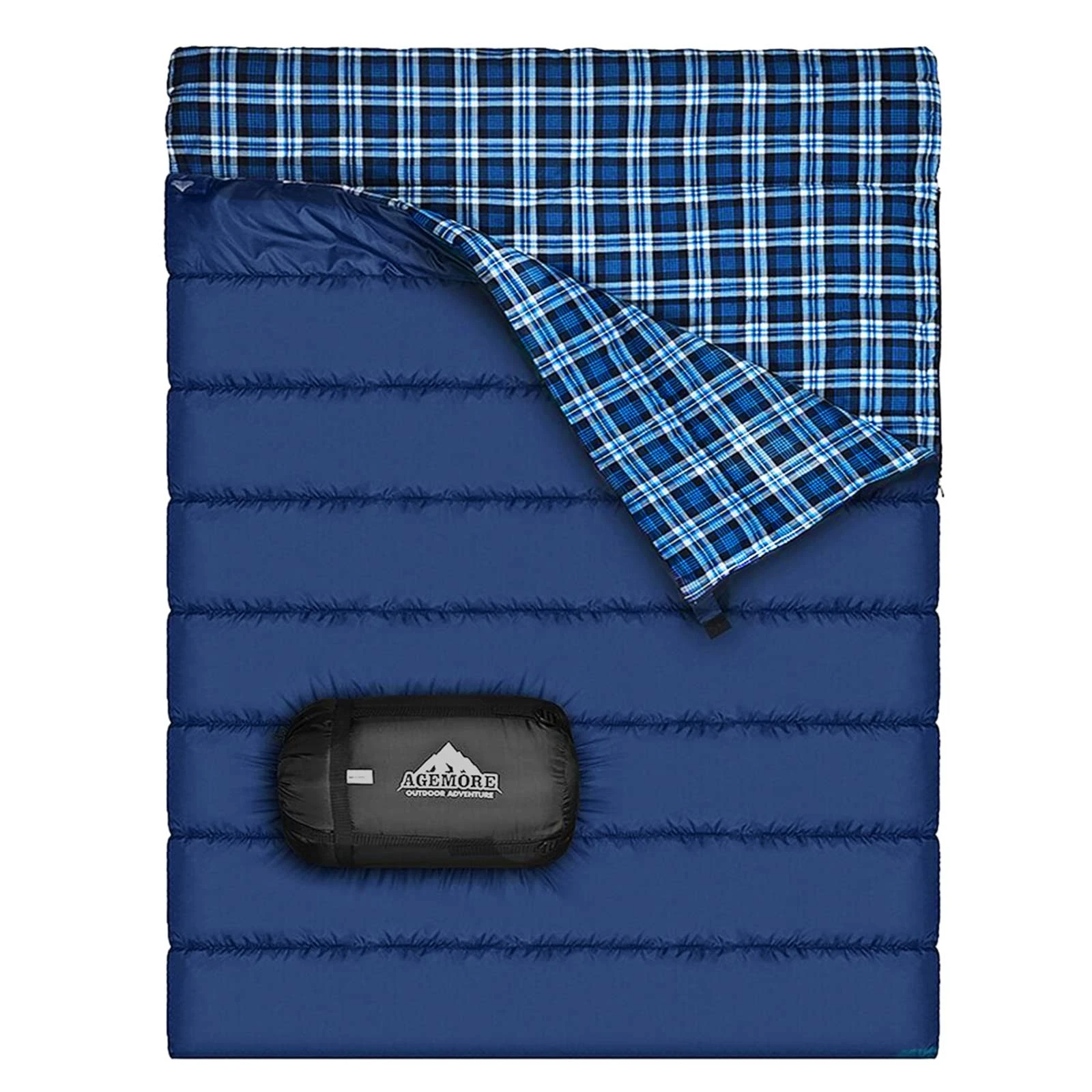 AGEMORE Cotton Flannel Double Sleeping Bag for Camping, Backpacking Or Hiking.