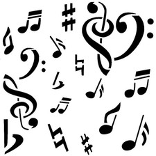 Really Great Stencils, Music Symbols Stencil, 8x8", Large, Notes, Treble Clef