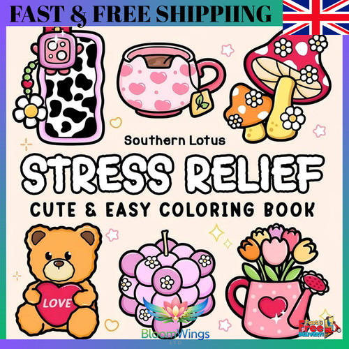 Stress Relief Coloring Book for Adults and Kids Bold and Easy Simple and Big ...