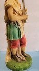 ANTIQUE 11" CHALK CHRISTMAS NATIVITY SHEPHERD PLAYING FLUTE FIGURINE — photo 5