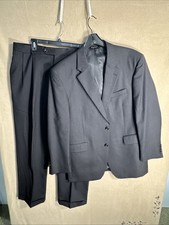 JOS A BANK 43R 2 Piece Suit Charcoal Chalk Strip Twill 36x30 Wool Two Button