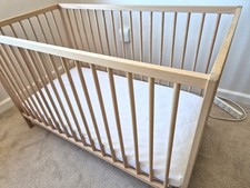 Ikea SNIGLAR Beech Cot+Mamas & Papas Premium Pocket Sprung Mattress 120x60x10cm