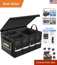 Car Trunk Organizer, 3 Compartments Collapsible Waterproof Car Organizer Stor...
