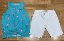 Girl's Abercrombie  Tractr Outfit Size 11-12 - Flamingo Top w/Jegging Shorts