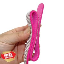 Haoyueer Red Suede Crystal Dog Collar Leash Combo M 32-38cm Bling