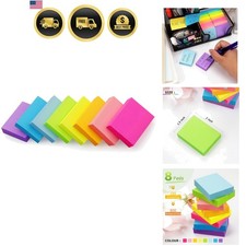 Sticky Notes 1.5x2 inch Bright Colors Self-Stick Pads 8 Pads/Pack 100 Sheets/...